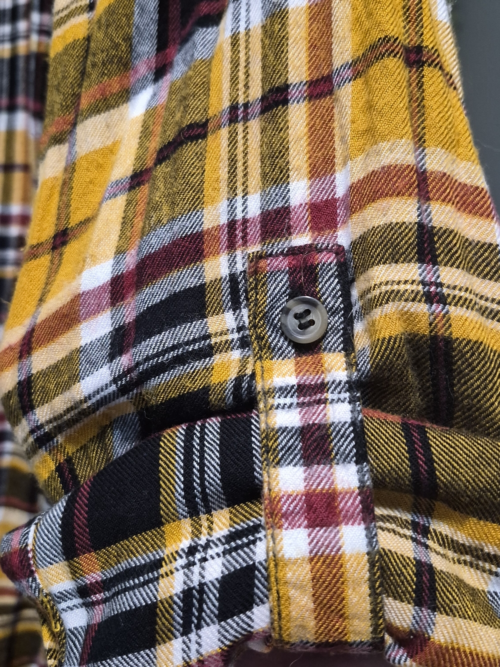 Lane Bryant Mustard Plaid Button-Front Shirt - Women's - Picture 3 of 4